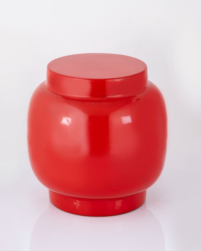 Glossy Red Cylindrical Stool