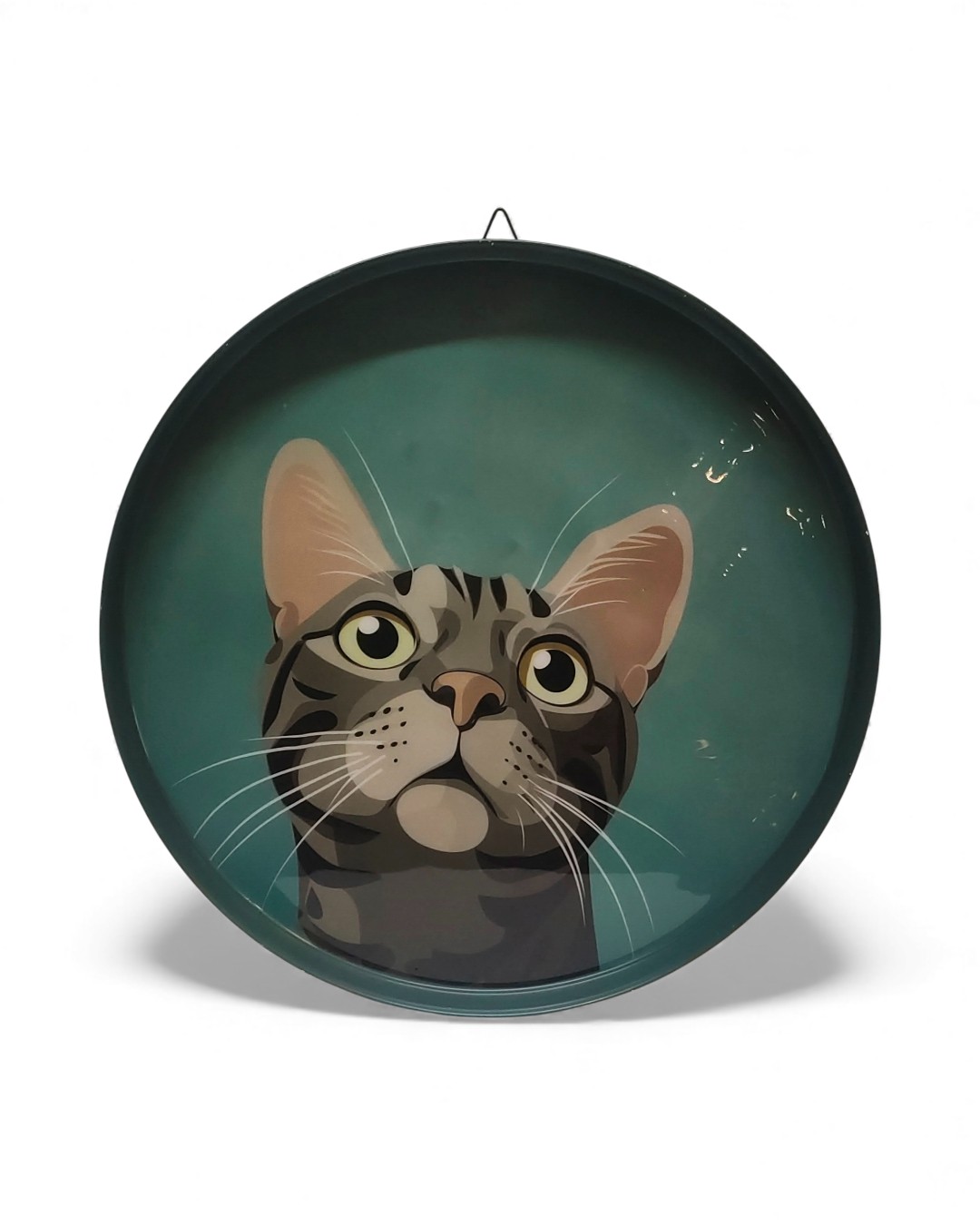 Round Illustrated Cat Portrait Serving/Wall Tray