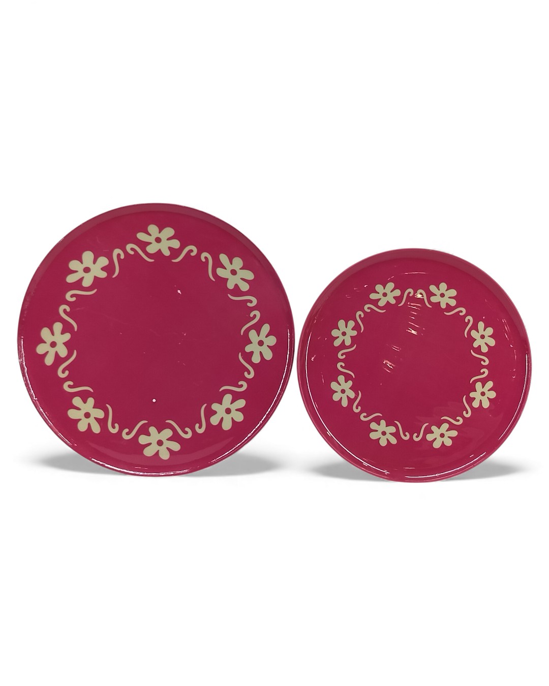 Set of 2 Fuchsia Border Scroll Plate