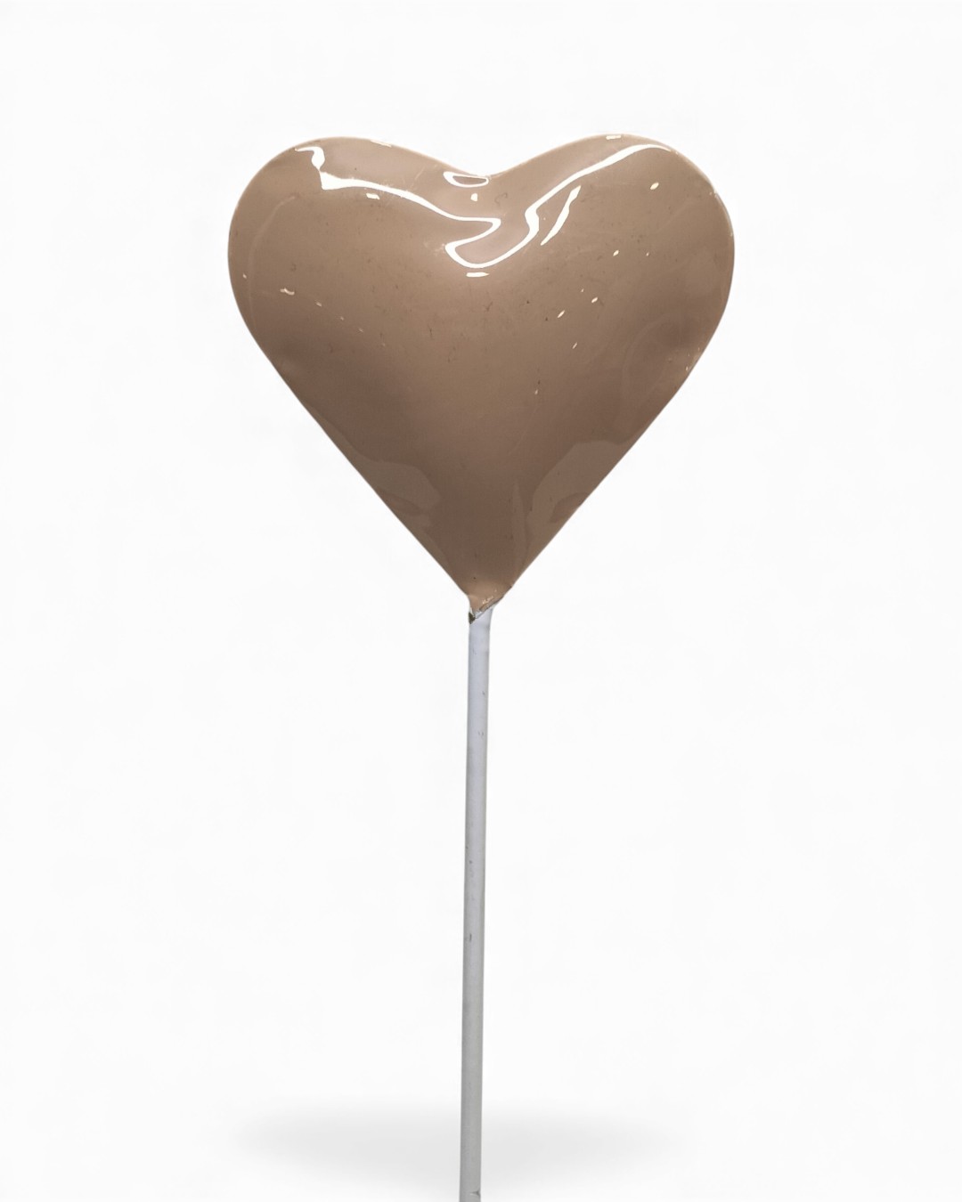Glossy Taupe Heart Metal Stake Decoration