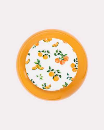 Floral Orange Ceramic Stool