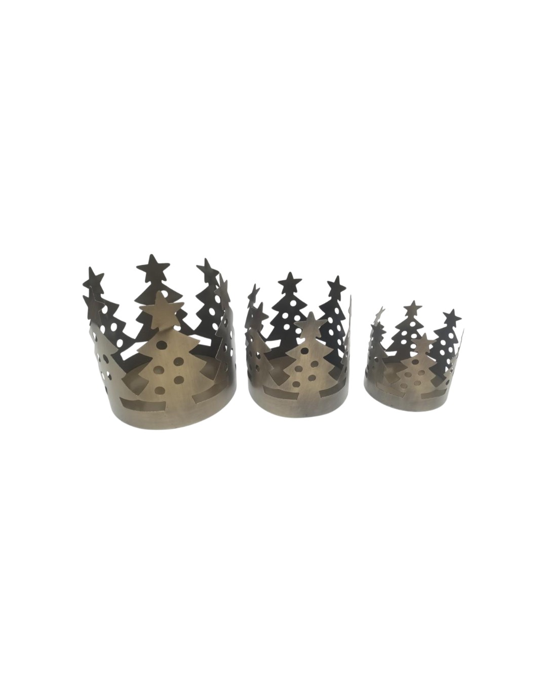 Set of 3 Rustic Metal Christmas Tree Votive Holder