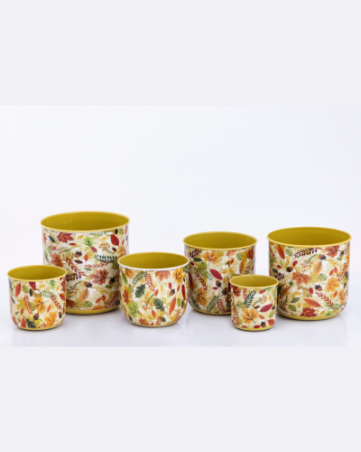 Autumn Leaf Printed Ceramic Planters (Set of 6)