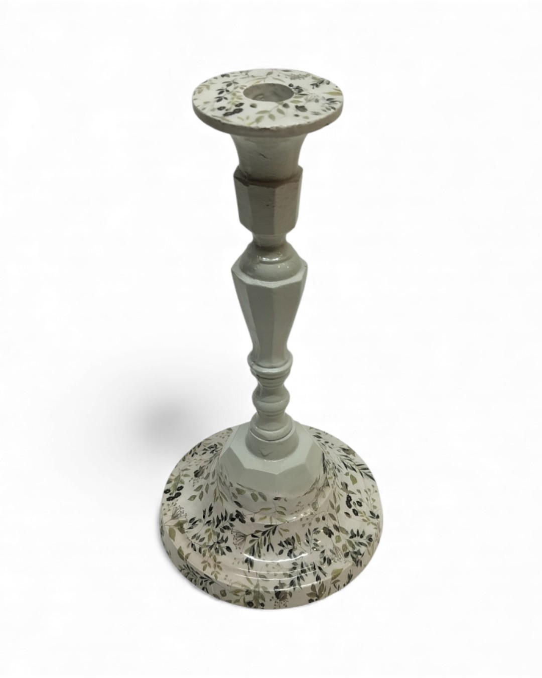 Monochrome Wildflower Traditional Turned Candlestick