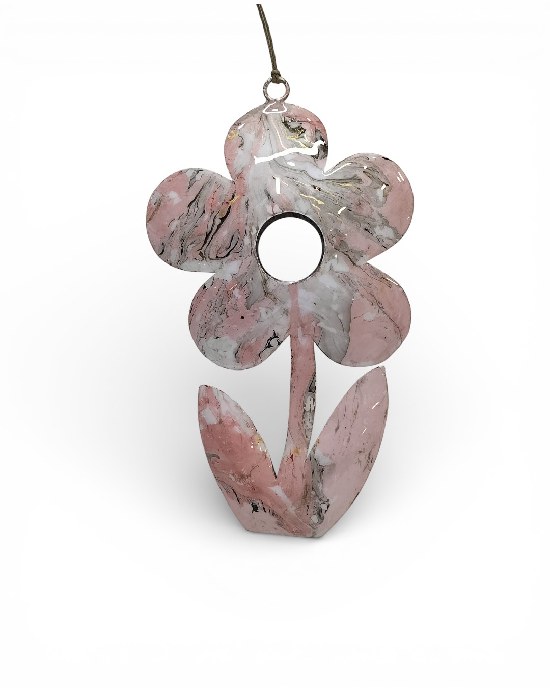 Marbled Pink Floral Enamel Hanging