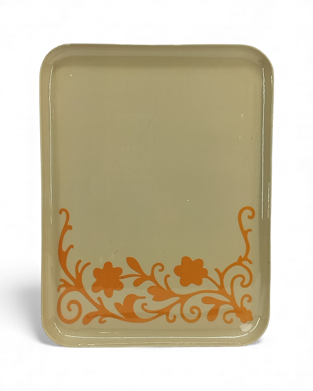 Orange Vine Scroll Square Tray