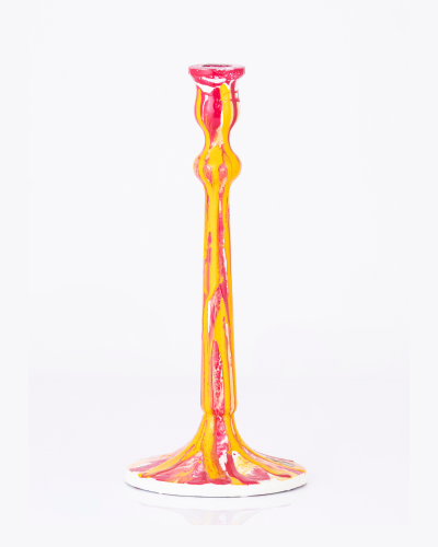 Yellow and Red Swirled Abstract Candlestick