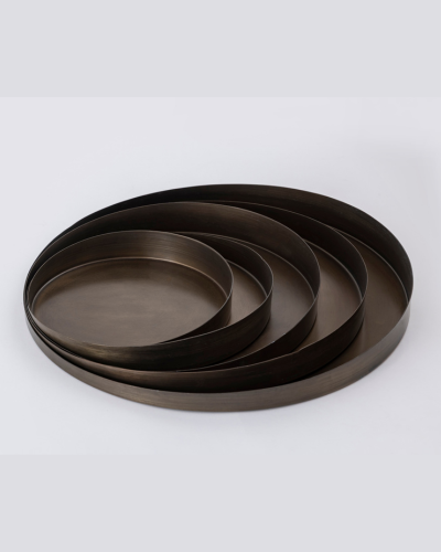 Nesting Round Bronze Tray Set