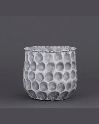 Textured White & Gray Honeycomb Planter