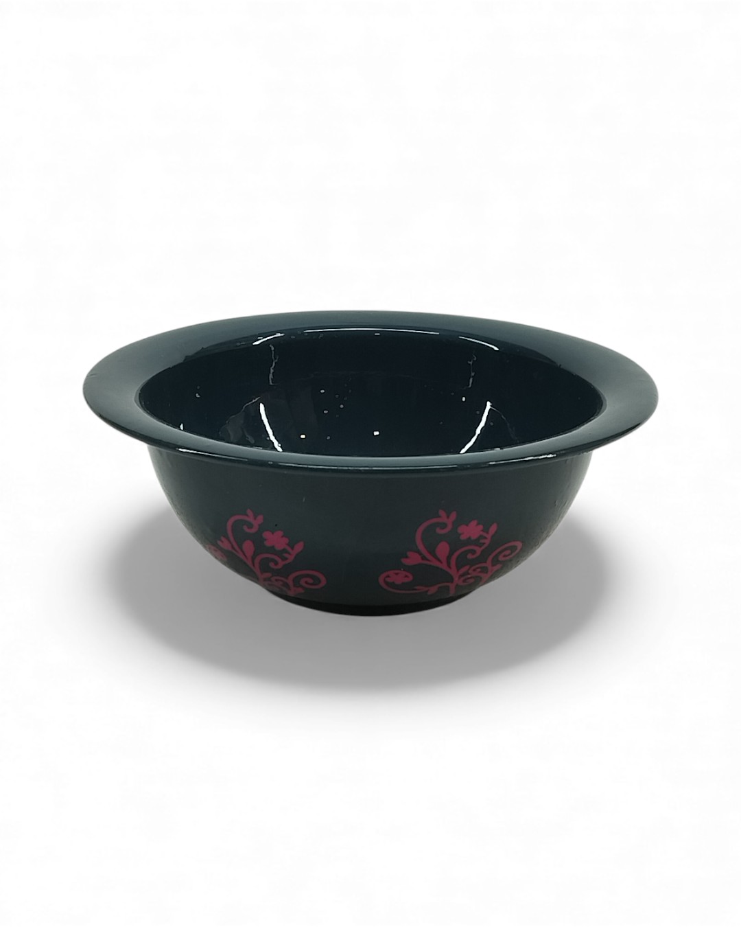 Joyful Scrolls Low Bowl - Deep Teal Green