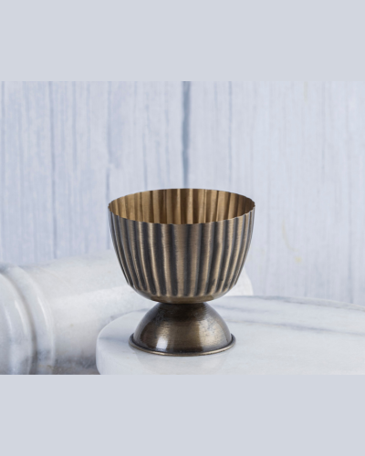 Decorative Brass-Finish Embossed Metal Bowl