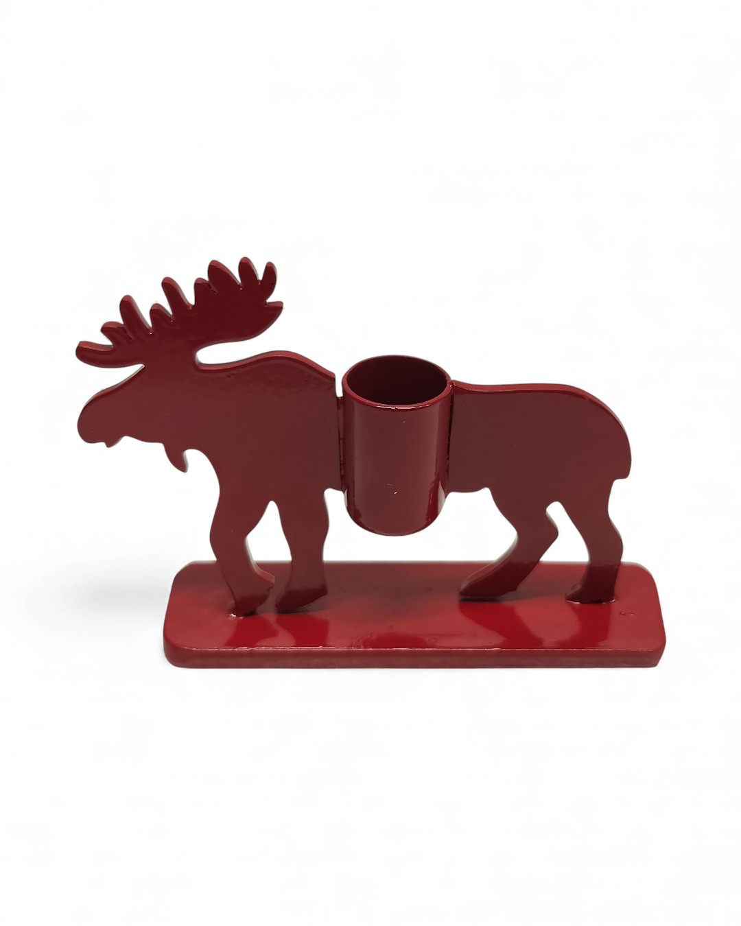 Bold Cranberry Red Moose Taper Candle Holder