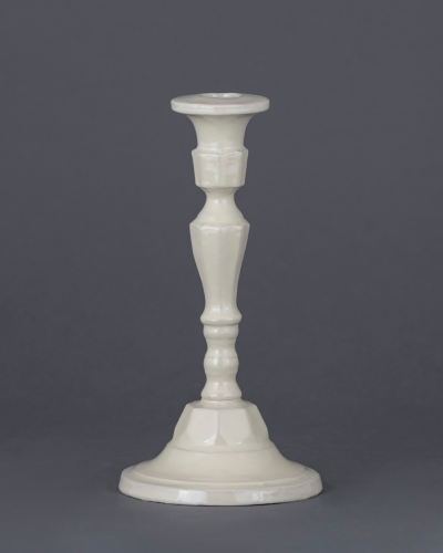 Matte Cream Faceted Candlestick