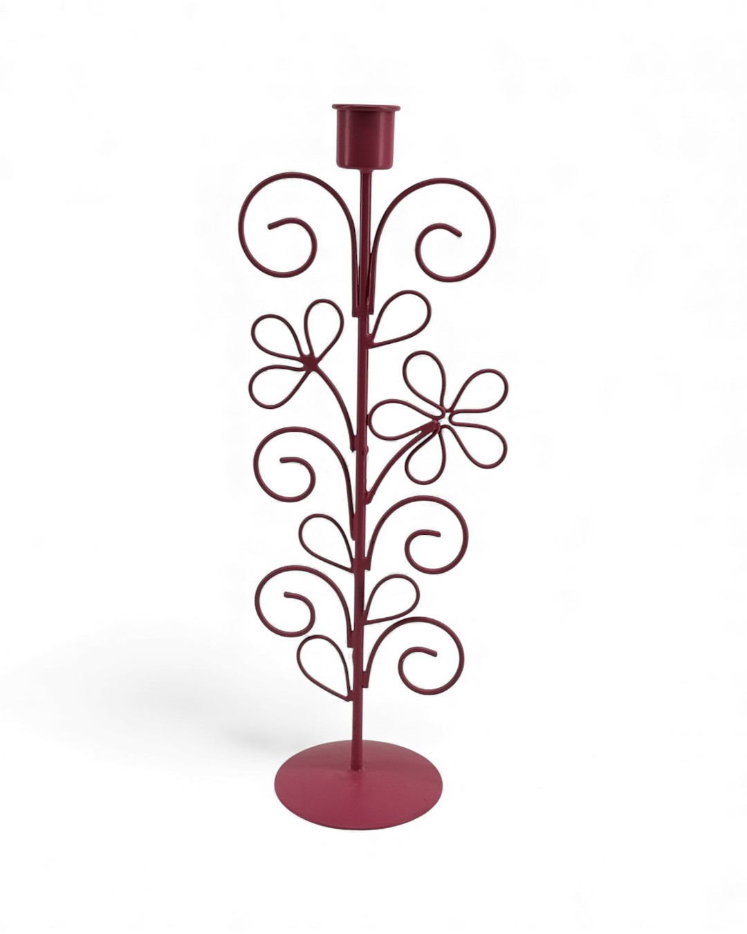 Joyful Scrolls Taper Candlestick - Tall Magenta