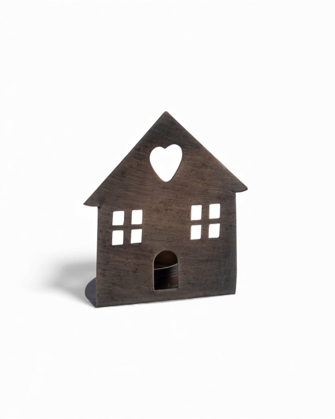 Rustic House Tealight Holder-Heart and Window