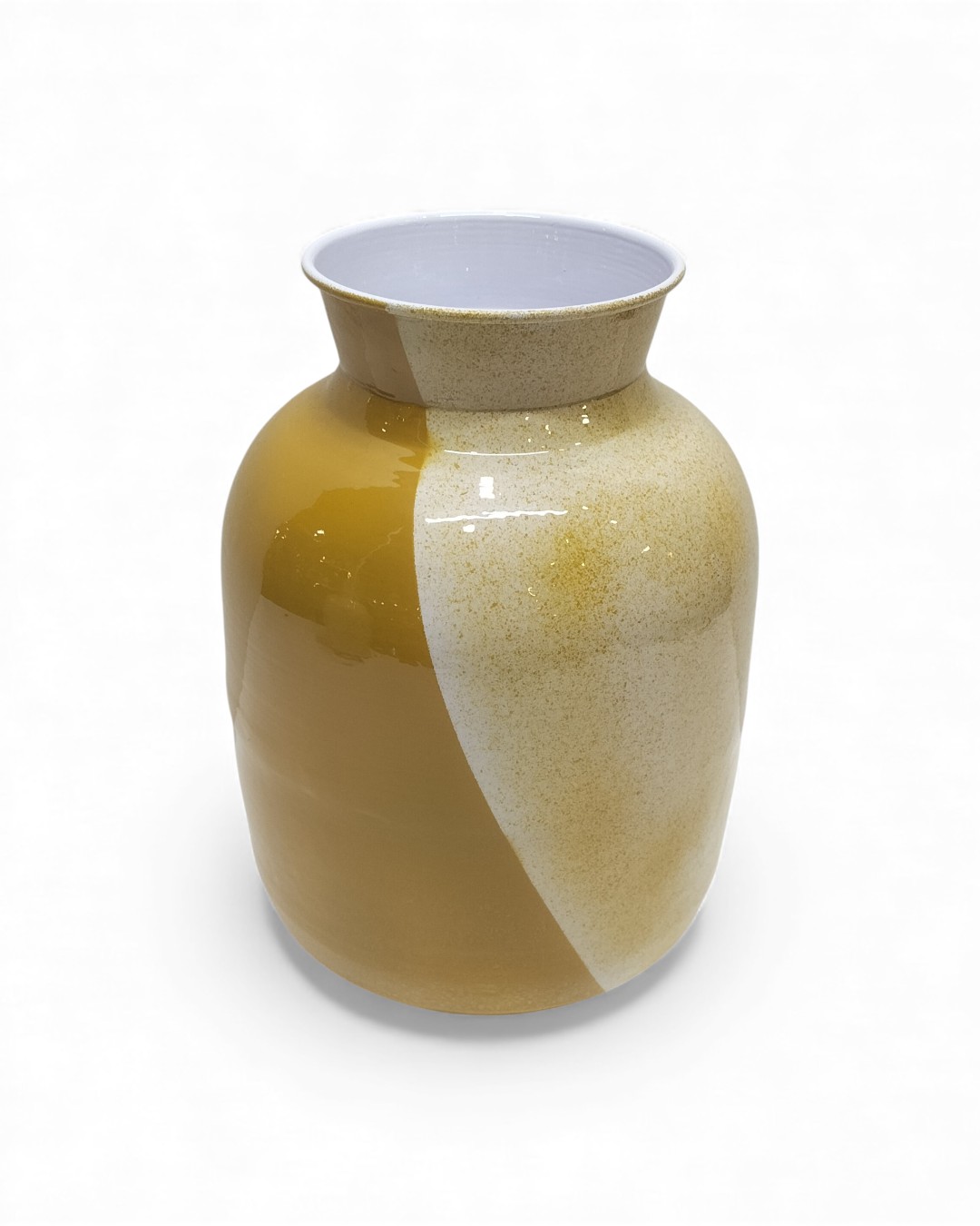 Modern Two-Tone Glazed Earthenware Vase