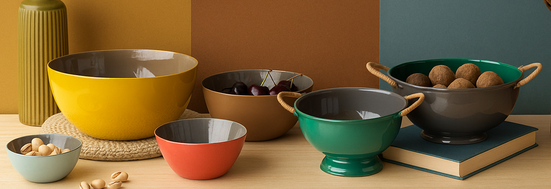 Metal Ceramic Look Gloss Bowls