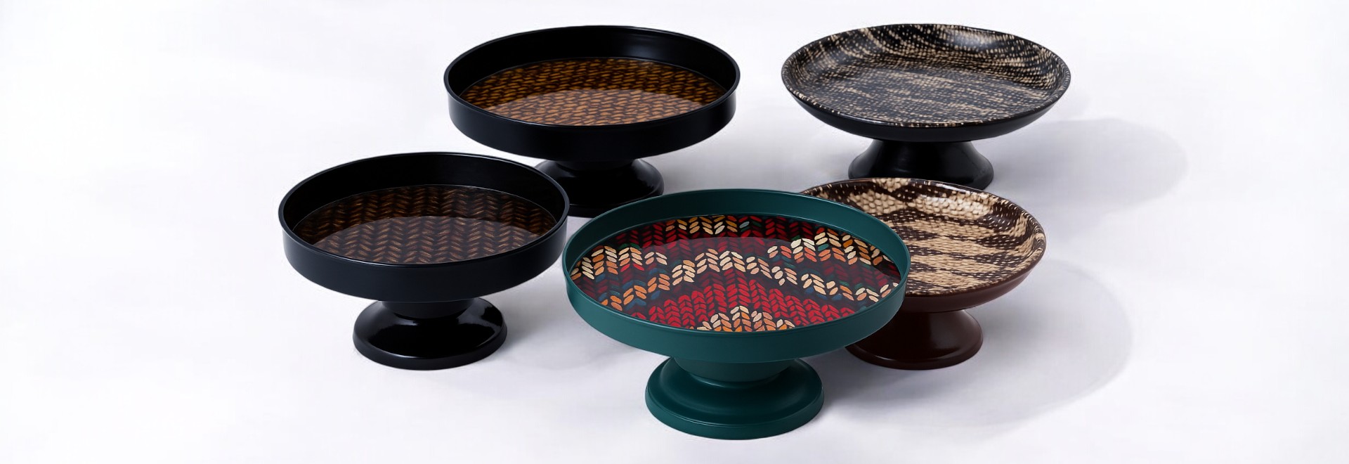 Printed Metal Glow Cake Plates